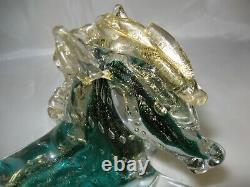 Vintage Venetian Art Glass Horse Figurine Murano Sculpture Gold Dust Hand Blown