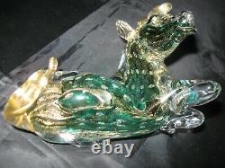Vintage Venetian Art Glass Horse Figurine Murano Sculpture Gold Dust Hand Blown