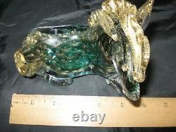 Vintage Venetian Art Glass Horse Figurine Murano Sculpture Gold Dust Hand Blown