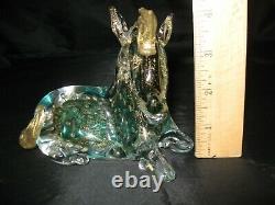 Vintage Venetian Art Glass Horse Figurine Murano Sculpture Gold Dust Hand Blown