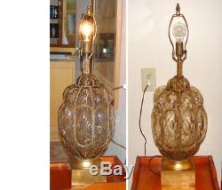 Vintage Venetian Caged Glass Hand Blown Murano Table Lamp WORKS