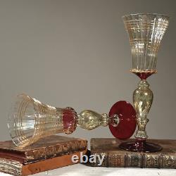 Vintage Venetian Murano Art Glass Hand Blown Goblet (Pair)