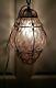 Vintage Venetian Murano Hand Blown Caged Glass Hanging Ceiling Light Lamp Italy