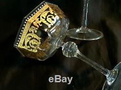 Vintage Venice Murano 2 Hand Blown Champagne Goblets Gold Decoration