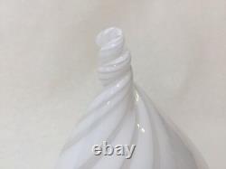 Vintage Vetri Murano Handblown White Swirl Glass Lamp Shade, 8 Tall x 6 Widest