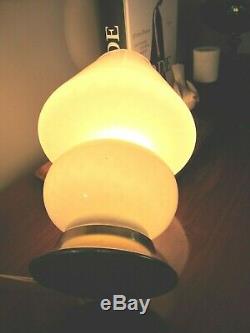 Vintage Vetri Murano Italian Art Glass White Swirl Mushroom Table Lamp 12