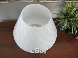 Vintage Vetri Murano Italian Art Glass White Swirl Mushroom Table Lamp 15