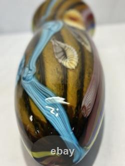 Vintage Vibrant Hand Blown Murano Millefiori Swirl Art Glass Vase 14.5 Nautical