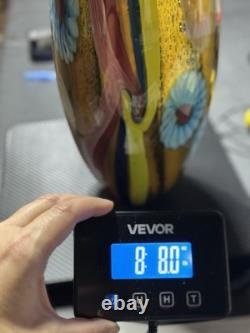 Vintage Vibrant Hand Blown Murano Millefiori Swirl Art Glass Vase 14.5 Nautical