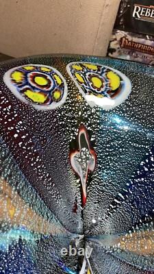 Vintage XL 18 Hand Blown Multi Colored Art Glass Bowl Millefiori Murano Style