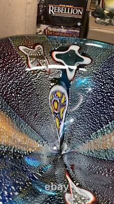 Vintage XL 18 Hand Blown Multi Colored Art Glass Bowl Millefiori Murano Style