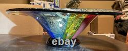 Vintage XL 18 Hand Blown Multi Colored Art Glass Bowl Millefiori Murano Style