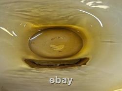 Vintage XL Amber Murano Style Art Glass Freeform Centerpiece Bowl 31 Hand Blown