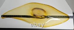 Vintage XL Amber Murano Style Art Glass Freeform Centerpiece Bowl 31 Hand Blown