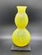 Vintage Yellow Blown Gourd Opalescent Yellow Swirl Art Glass Vase Italy Murano