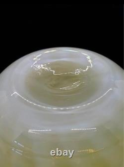 Vintage Yellow Blown Gourd Opalescent Yellow Swirl Art Glass Vase Italy Murano