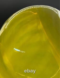 Vintage Yellow Blown Gourd Opalescent Yellow Swirl Art Glass Vase Italy Murano
