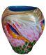 Vintage art hand blown vase spatter art glass spatter Murano Swirl Heavy