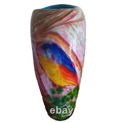 Vintage art hand blown vase spatter art glass spatter Murano Swirl Heavy