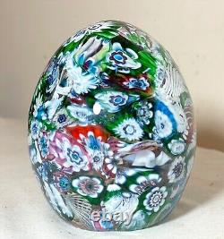 Vintage hand blown ITALIAN Murano art studio glass egg millefiore paperweight