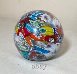 Vintage hand blown ITALIAN Murano art studio glass millefiore paperweight ball