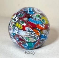 Vintage hand blown ITALIAN Murano art studio glass millefiore paperweight ball