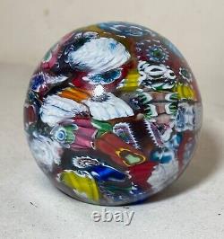 Vintage hand blown ITALIAN Murano art studio glass millefiore paperweight ball