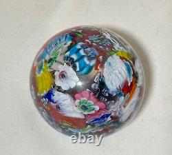Vintage hand blown ITALIAN Murano art studio glass millefiore paperweight ball