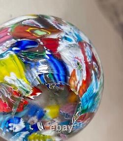 Vintage hand blown ITALIAN Murano art studio glass millefiore paperweight ball