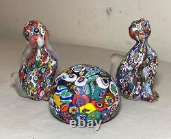 Vintage hand blown ITALIAN Murano art studio glass millefiori paperweight