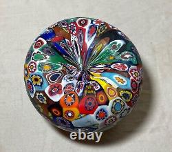 Vintage hand blown ITALIAN Murano art studio glass millefiori paperweight