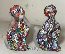 Vintage hand blown ITALIAN Murano art studio glass millefiori paperweight