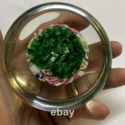 Vintage hand blown ITALIAN Murano art studio glass millefiori paperweight ribbon