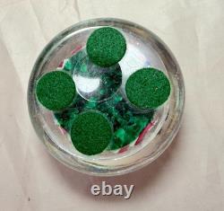 Vintage hand blown ITALIAN Murano art studio glass millefiori paperweight ribbon