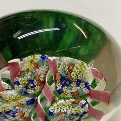 Vintage hand blown ITALIAN Murano art studio glass millefiori paperweight ribbon