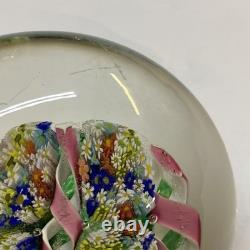 Vintage hand blown ITALIAN Murano art studio glass millefiori paperweight ribbon