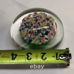 Vintage hand blown ITALIAN Murano art studio glass millefiori paperweight ribbon