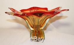 Vintage hand blown Italian art glass centerpiece bowl Murano Venetian vase dish