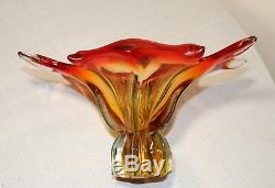Vintage hand blown Italian art glass centerpiece bowl Murano Venetian vase dish