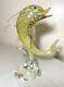 Vintage hand blown Murano Italian art studio glass dolphin sculpture statue gold