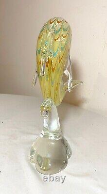 Vintage hand blown Murano Italian art studio glass dolphin sculpture statue gold