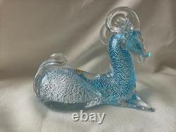 Vintage hand blown Murano Italian art studio glass goat sculpture statue