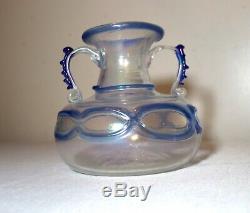 Vintage hand blown Murano Italian iridescent Corroso-scavo Glass Vase Italy