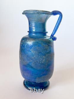 Vintage hand blown Murano Seguso Italian iridescent blue Scavo style Glass Vase