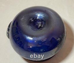 Vintage hand blown Murano Seguso Italian iridescent blue Scavo style Glass Vase