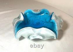 Vintage hand blown Murano Venetian art glass cigarette cigar ashtray Italian