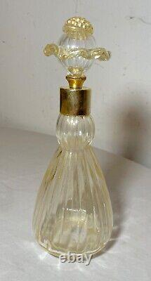 Vintage hand blown Murano Venetian golf flek brass glass perfume bottle atomizer