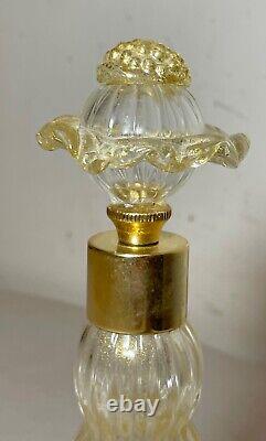 Vintage hand blown Murano Venetian golf flek brass glass perfume bottle atomizer