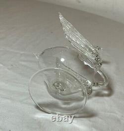 Vintage hand blown Murano art clear glass swan bird salt bowl cellar sculpture