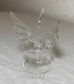 Vintage hand blown Murano art clear glass swan bird salt bowl cellar sculpture